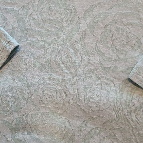 Coldwater creek womens teal 3/4 sleeve illusion rose print v-neck shirt size xs - Picture 2 of 4